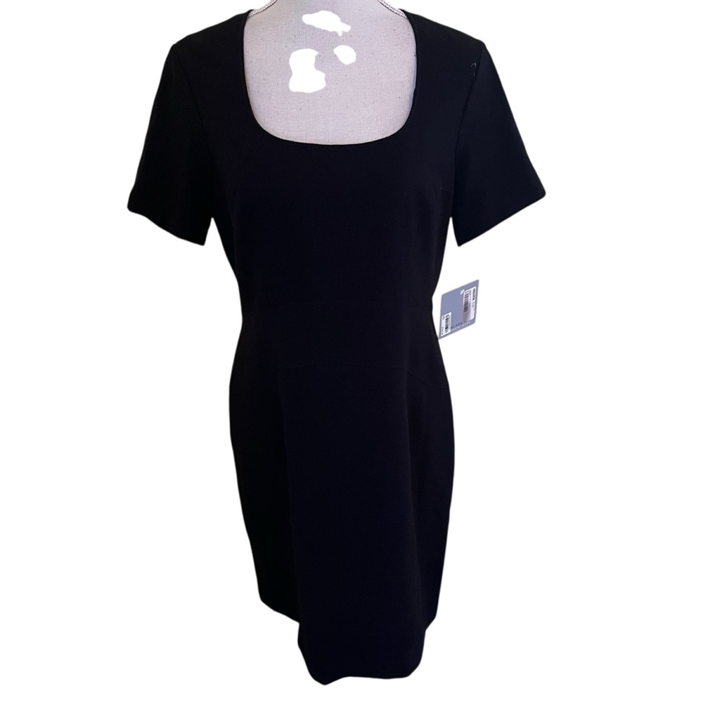 Marc NY Andrew Marc Black Short Sleeve Sheath Dress 10
